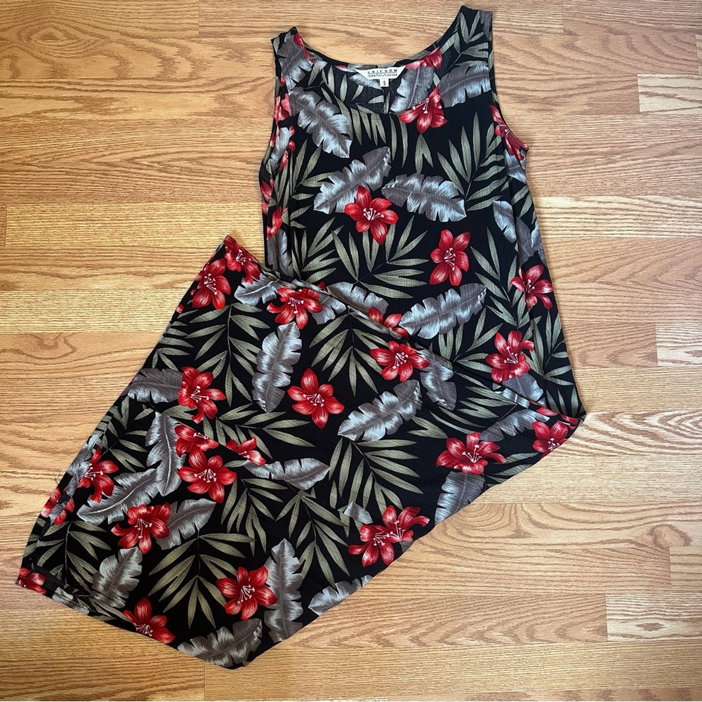 Vintage Uniform by John Paul Richard Hawaiian Beach Floral Maxi Dress Size S
